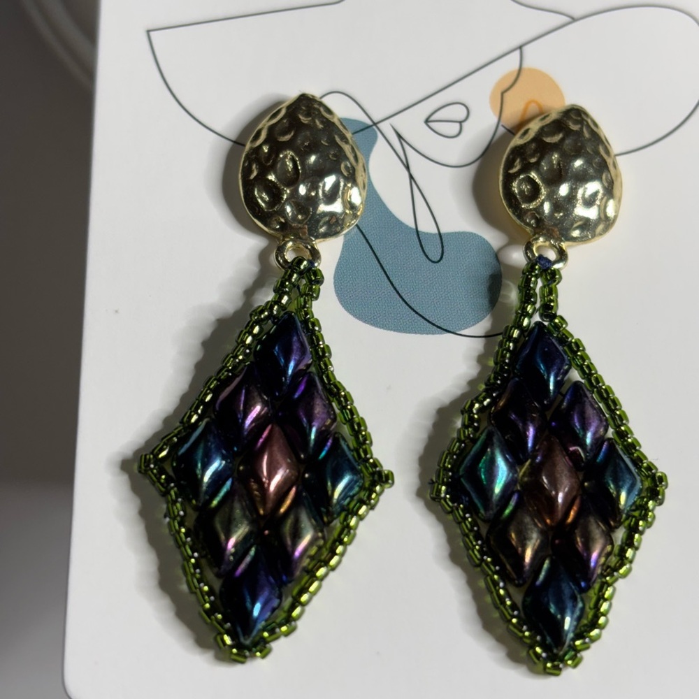 Hand Crafted Earrings Elegant Multicolor Beads 2 inches